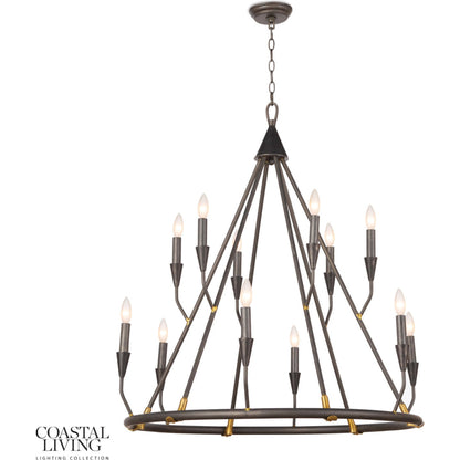 Sierra Chandelier by Regina Andrew in ebony and blackened steel. Made from steel in a transitional style.