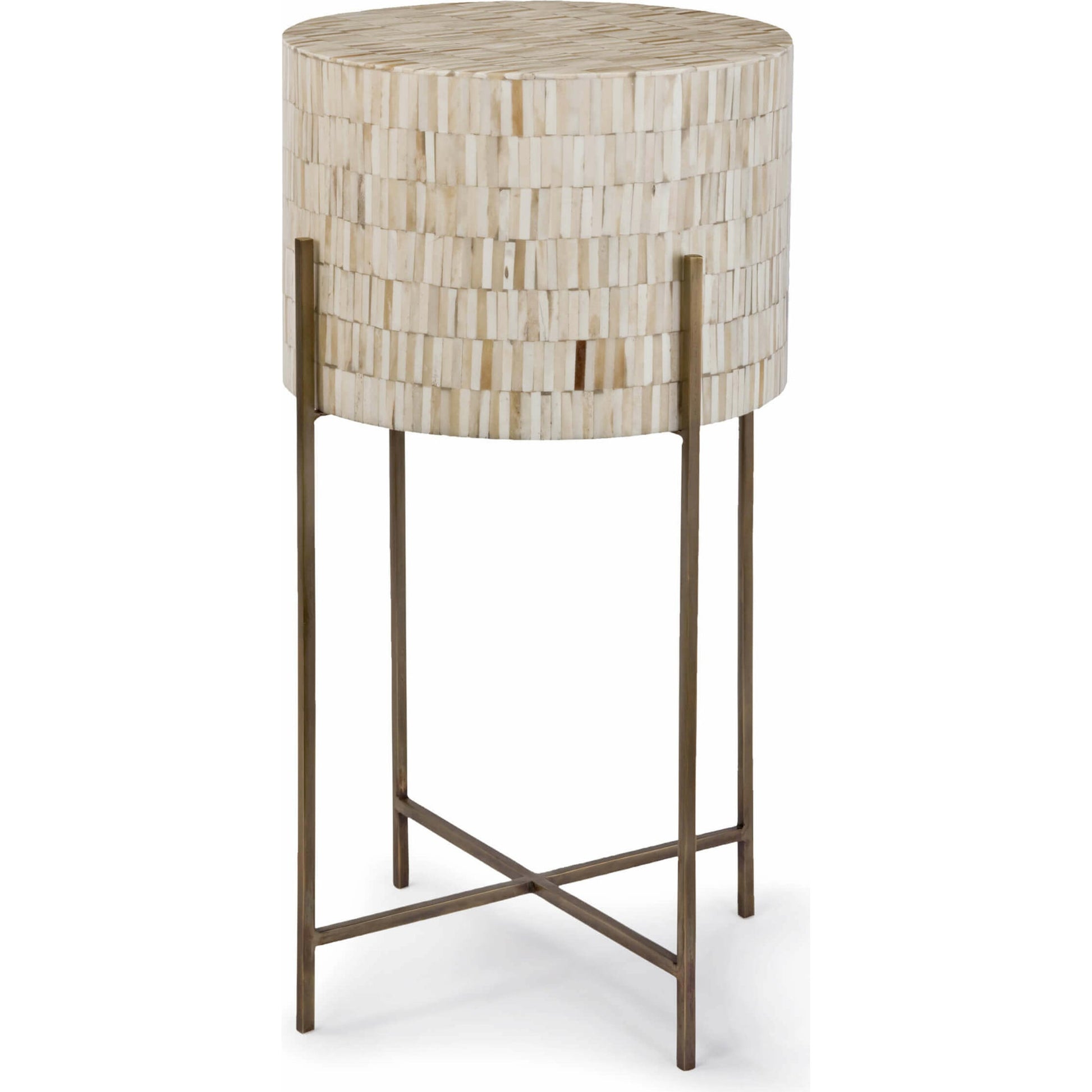 Bone Drum Table by Regina Andrew. Made from brass in a eclectic & global style.