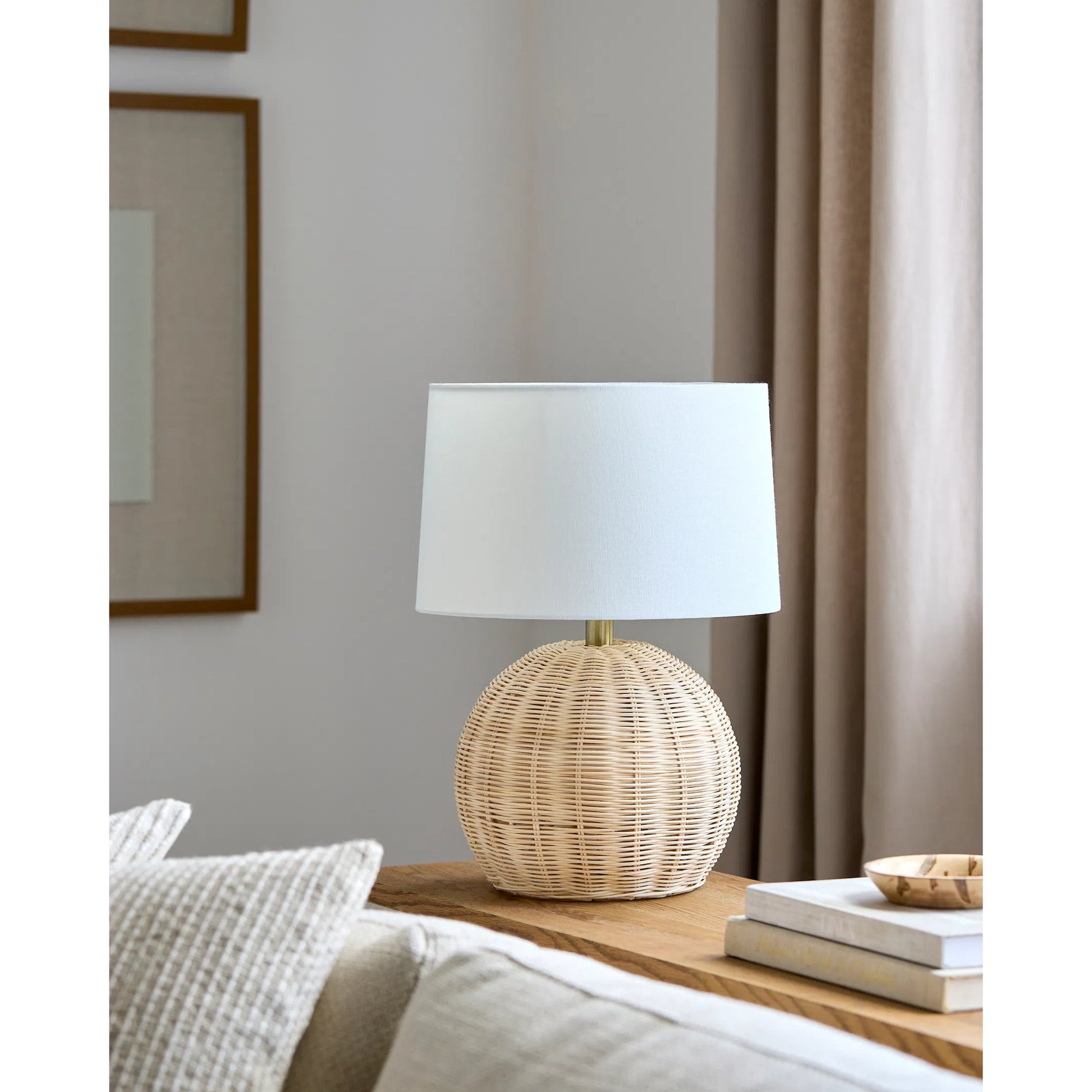 Melange - 476544 by Livabliss in body: beige, shade: white, cord: translucent. Made from body: rattan, shade (outside): linen, shade (inside): polyester in a cottage & farmhouse style.