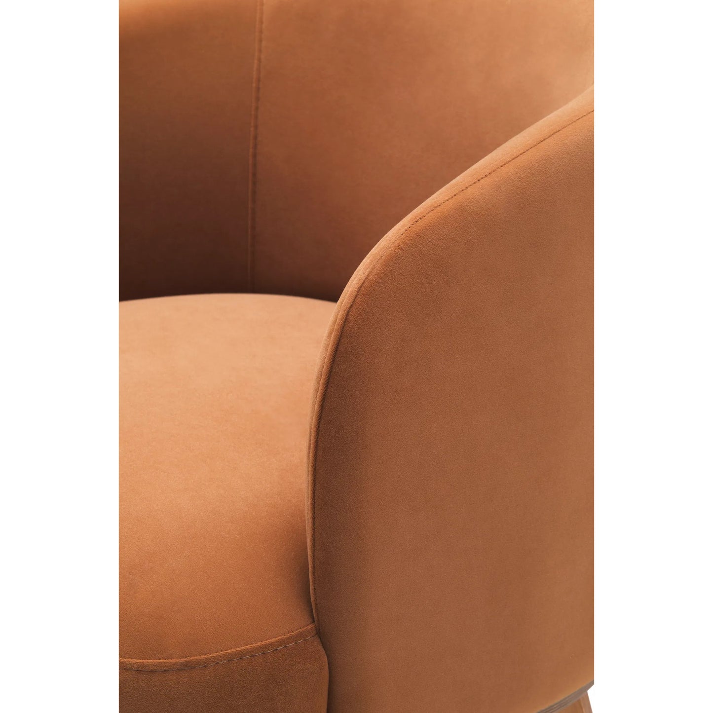 003 SI-2169235 | Closeup | Megan Armchair - 539450 by Surya in upholstery: light pink, base: camel and wood finish. Made from polyester, beechwood, polyurethane foam in a modern style.