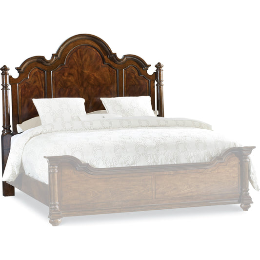 Poster Headboard by Hooker Furniture in mahogany. Made from mahogany veneers in a unique style.