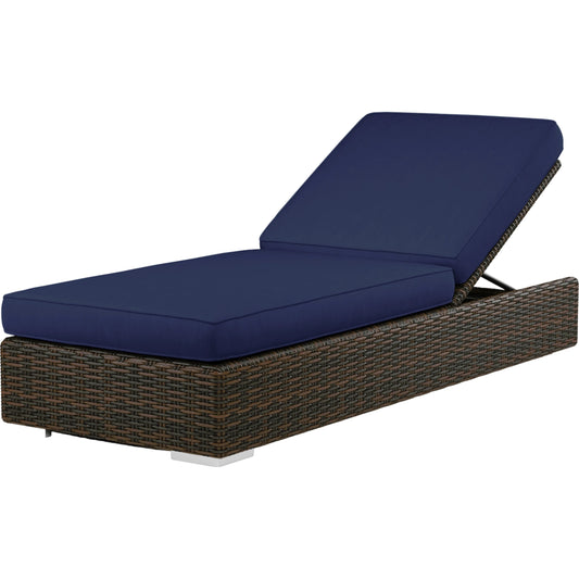 Montecito Outdoor Adjustable Chaise by Sunset West in cognac. Made from resin wicker in a modern style.