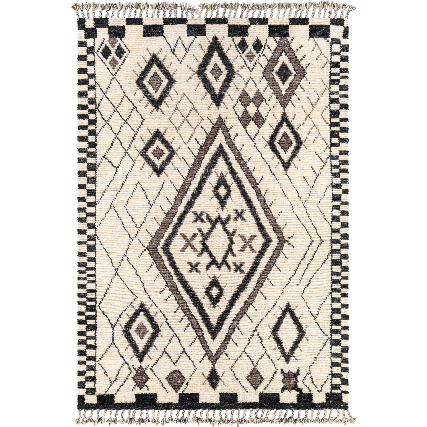 000 SI-1796374,SI-1796375,SI-1796377 | Primary Silo | Meknes MEK-1005 Rug by Surya in black, charcoal, gray, cream. Made from 100% new zealand wool in a unique style.