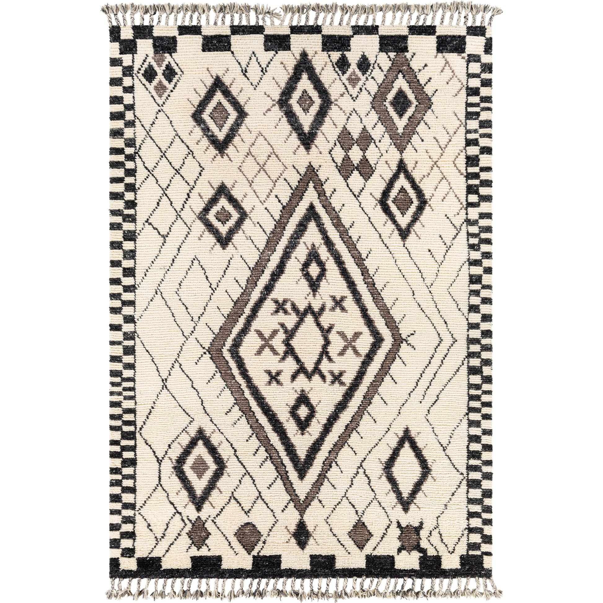 Meknes MEK-1005 Rug by Surya in black, charcoal, gray, cream. Made from 100% new zealand wool in a unique style.