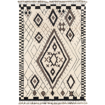 Meknes MEK-1005 Rug by Surya in black, charcoal, gray, cream. Made from 100% new zealand wool in a unique style.