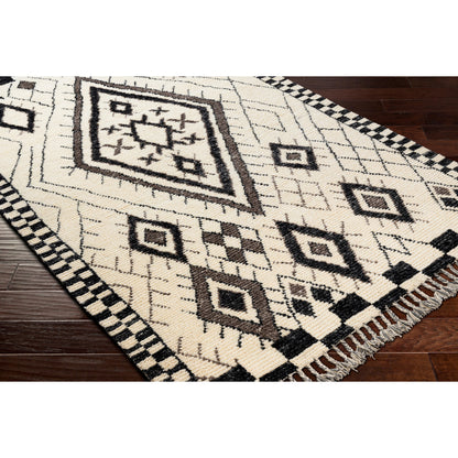 Meknes MEK-1005 Rug by Surya in black, charcoal, gray, cream. Made from 100% new zealand wool in a unique style.