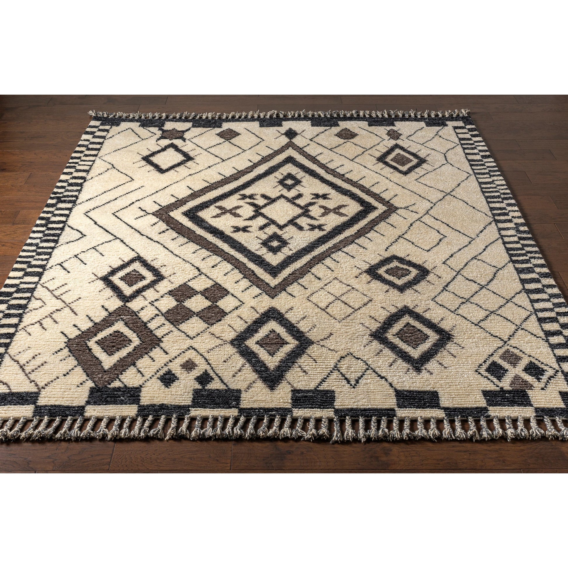 Meknes MEK-1005 Rug by Surya in black, charcoal, gray, cream. Made from 100% new zealand wool in a unique style.