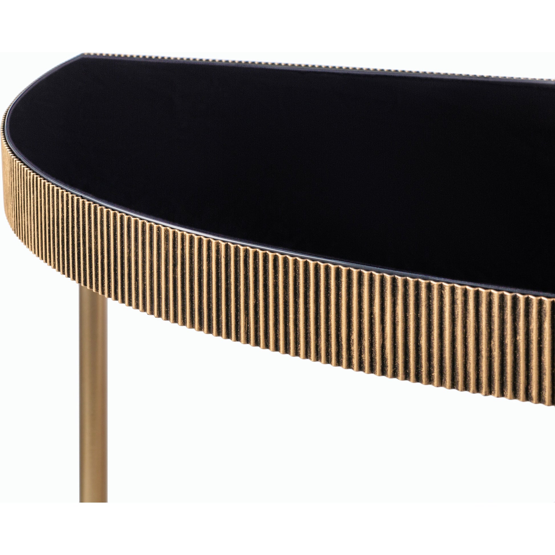 Melton - 32775 by Surya in black and nickel, glossy. Made from top: glass, base: metal in a modern style.