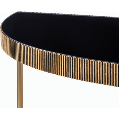Melton - 32775 by Surya in black and nickel, glossy. Made from top: glass, base: metal in a modern style.