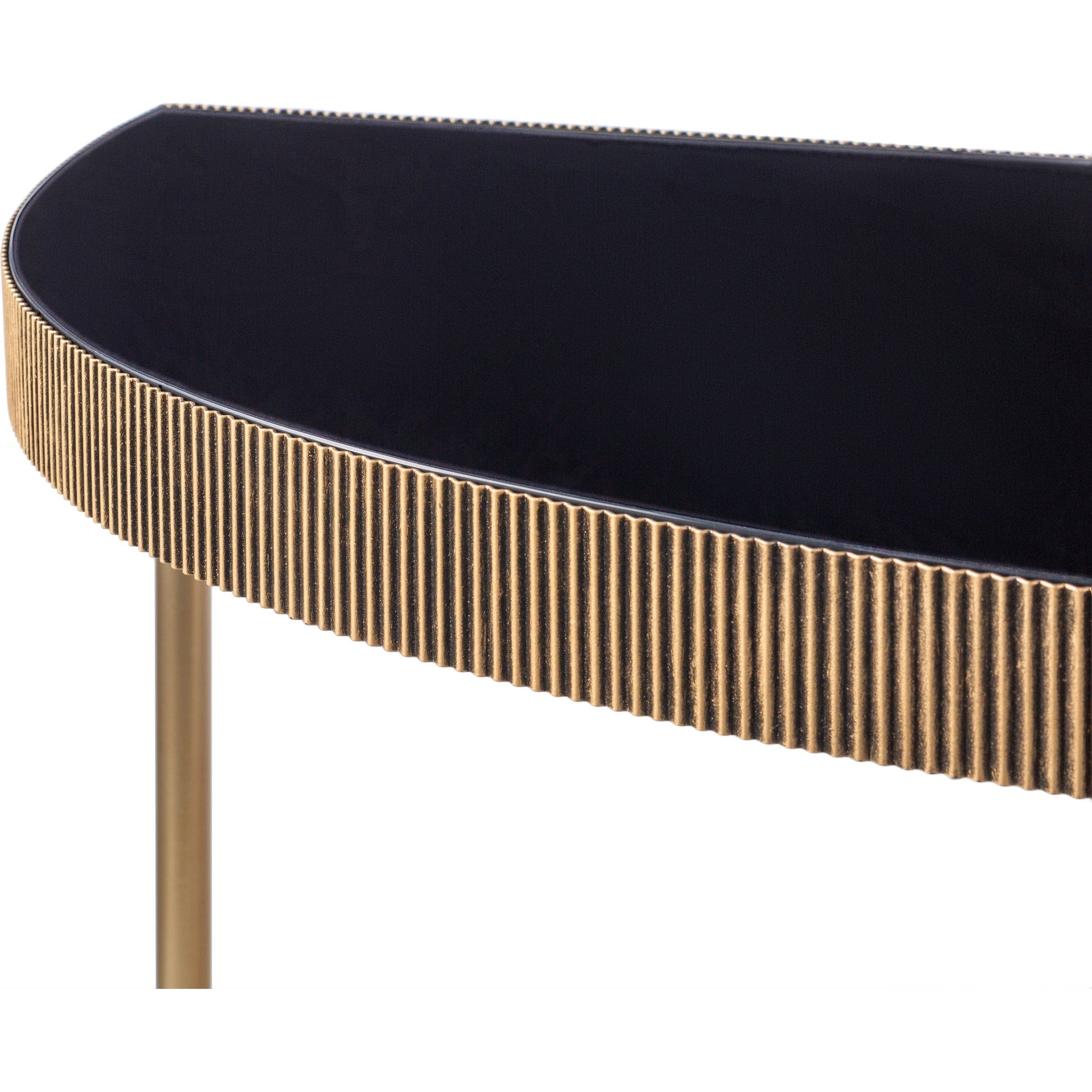 Melton - 32775 by Surya in black and nickel, glossy. Made from top: glass, base: metal in a modern style.
