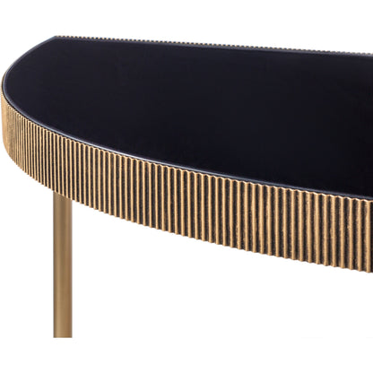 Melton - 32775 by Surya in black and nickel, glossy. Made from top: glass, base: metal in a modern style.