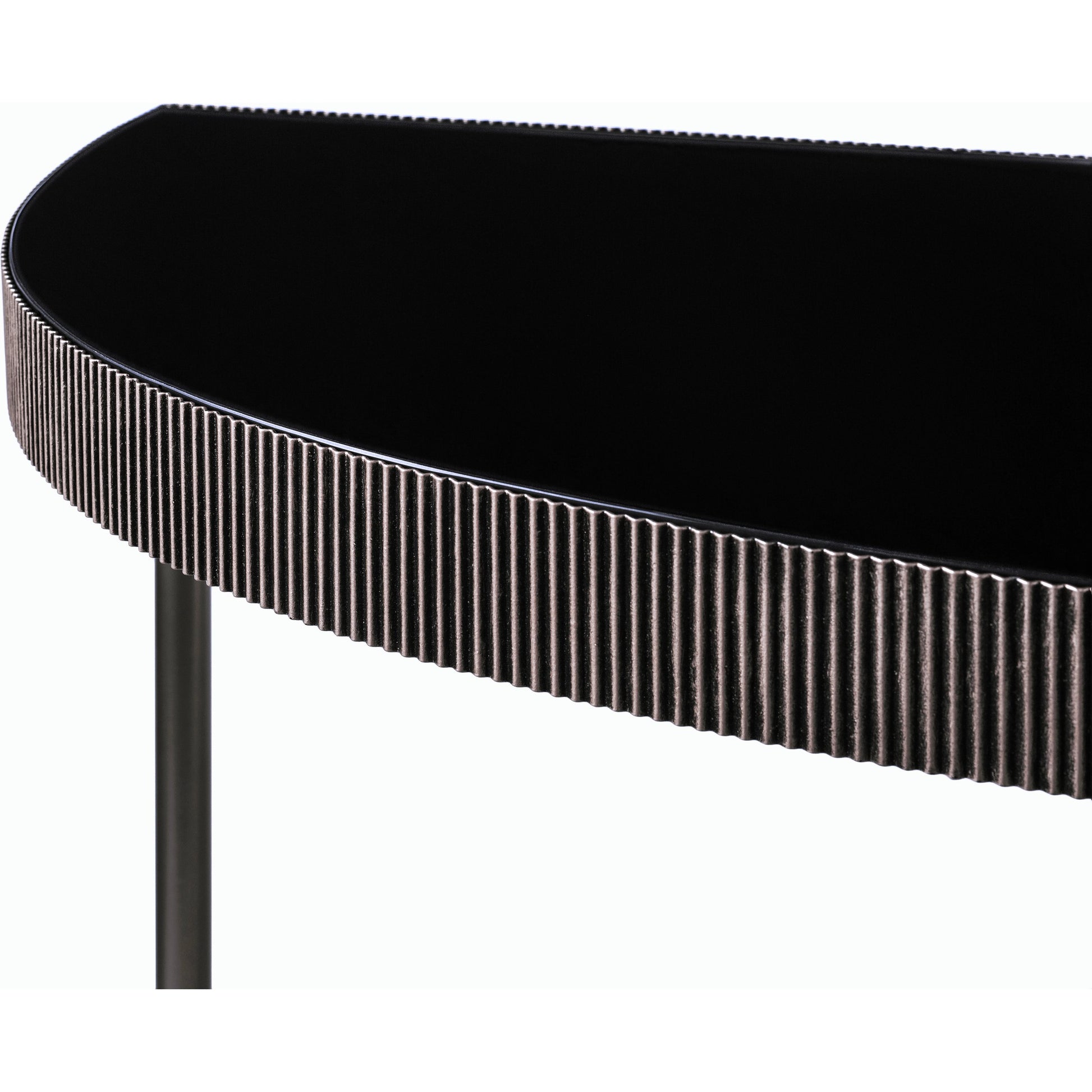 Melton - 32775 by Surya in black and nickel, glossy. Made from top: glass, base: metal in a modern style.