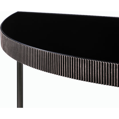 Melton - 32775 by Surya in black and nickel, glossy. Made from top: glass, base: metal in a modern style.