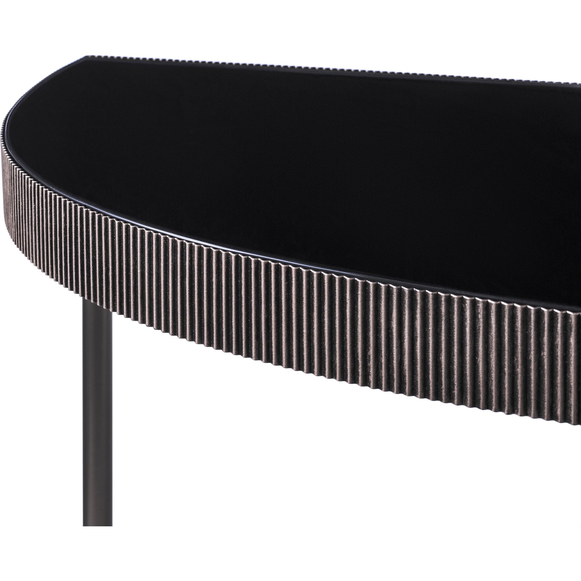Melton - 32775 by Surya in black and nickel, glossy. Made from top: glass, base: metal in a modern style.