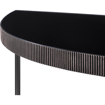 Melton - 32775 by Surya in black and nickel, glossy. Made from top: glass, base: metal in a modern style.