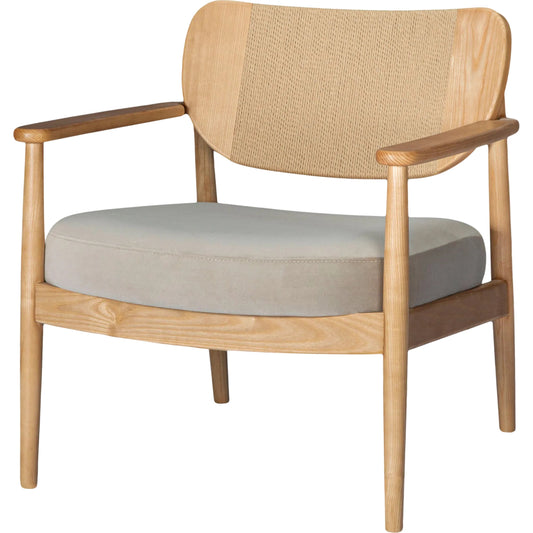 Meera Accent Chair by Surya in beige, brown. Made from recycled fabric, ash wood, polyurethane foam in a transitional style.