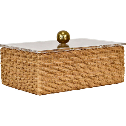 Meryl Woven Rattan Container by Worlds Away in brown. Made from rattan in a rustic style.