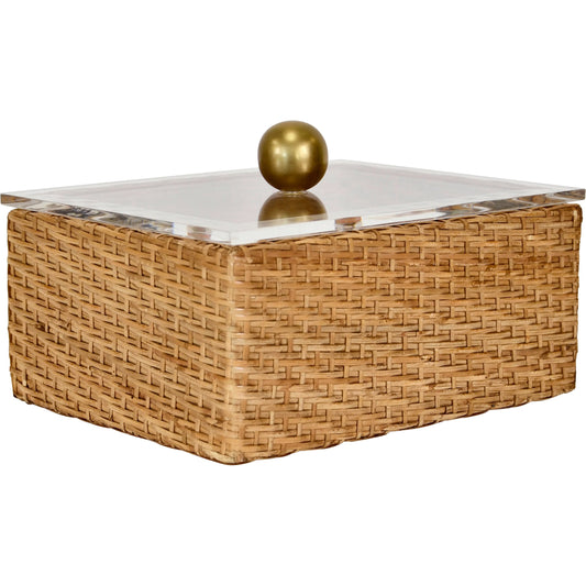 Meryl Woven Rattan Container by Worlds Away in brown. Made from rattan in a rustic style.