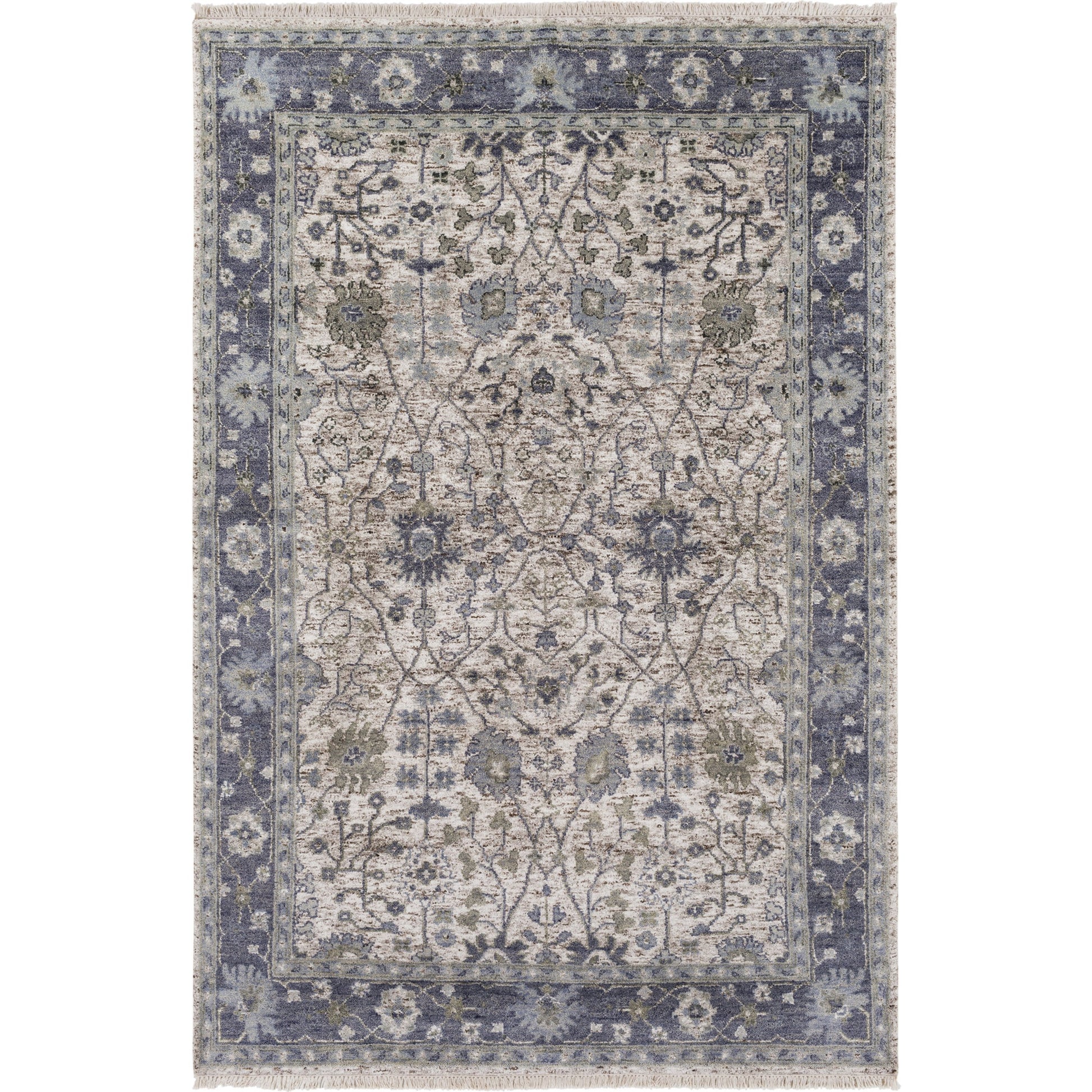 Maeva Rug - 15532 by Surya in camel, purple, light gray, cream. Made from 60% wool, 40% viscose in a unique style.