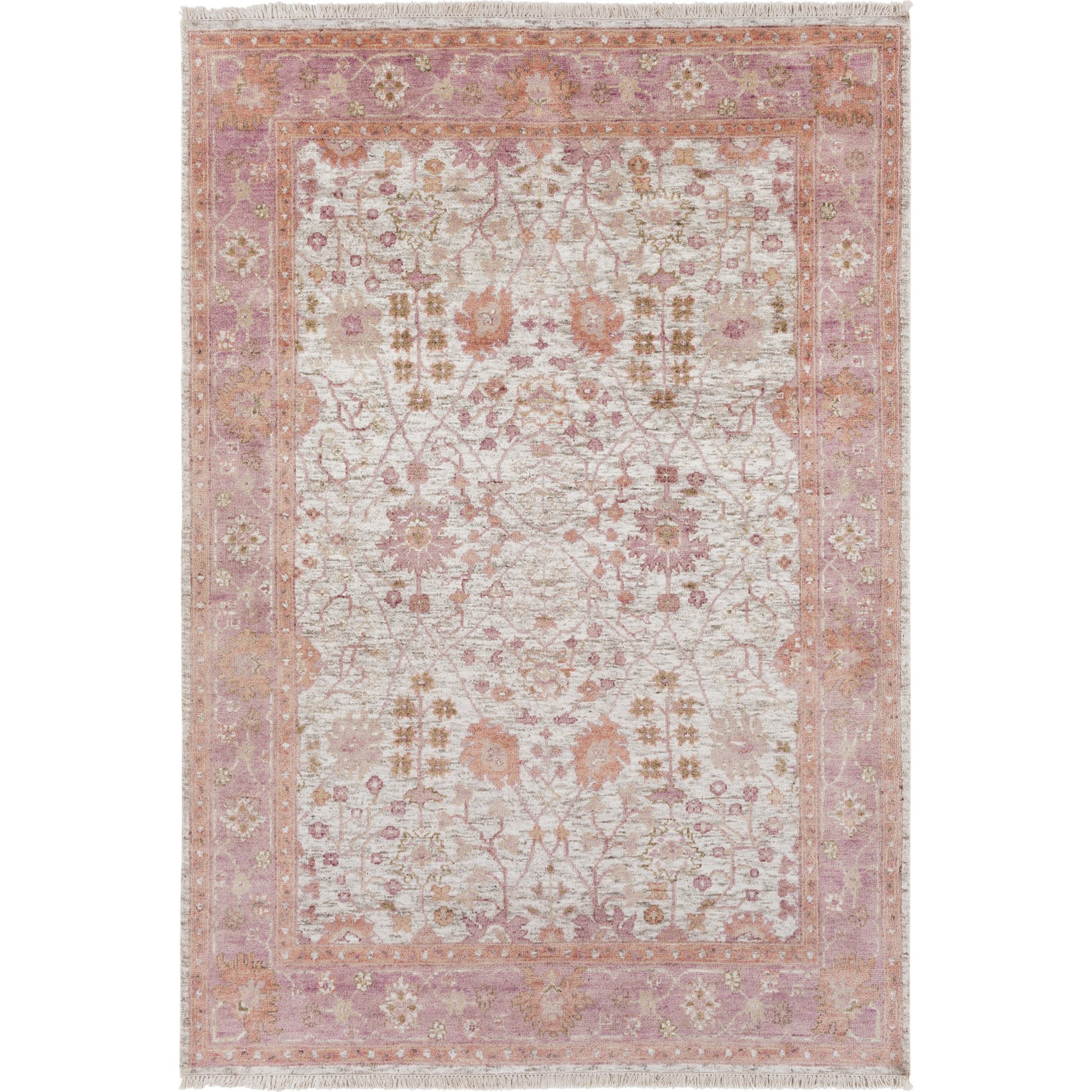 Maeva Rug - 15532 by Surya in camel, purple, light gray, cream. Made from 60% wool, 40% viscose in a unique style.