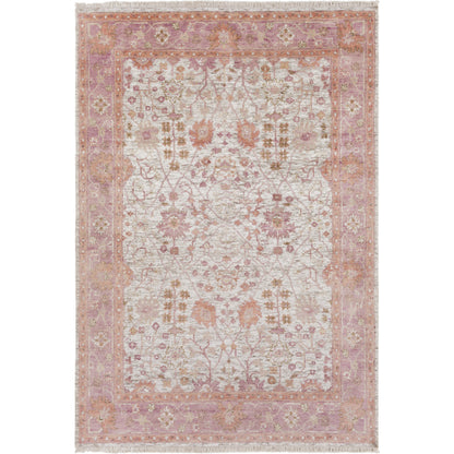 Maeva Rug - 15532 by Surya in camel, purple, light gray, cream. Made from 60% wool, 40% viscose in a unique style.