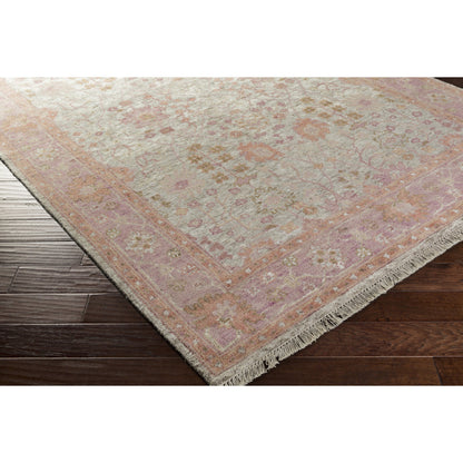 Maeva Rug - 15532 by Surya in camel, purple, light gray, cream. Made from 60% wool, 40% viscose in a unique style.