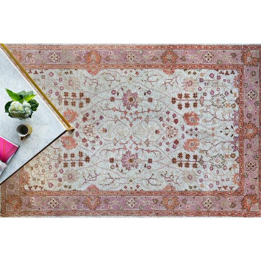 Maeva Rug - 15532 by Surya in camel, purple, light gray, cream. Made from 60% wool, 40% viscose in a unique style.