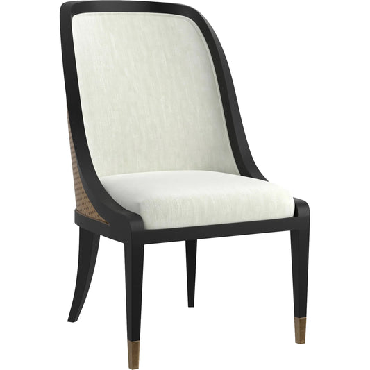 Eave Hostess Dining Chair by A.R.T. Furniture in off-white and ink (ebony black). Made from poplar, parawood solids in a unique style.