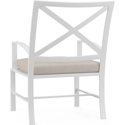 Bristol Outdoor Dining Chair in Canvas Flax w/ Self Welt by Sunset West. Made from aluminum in a modern style.