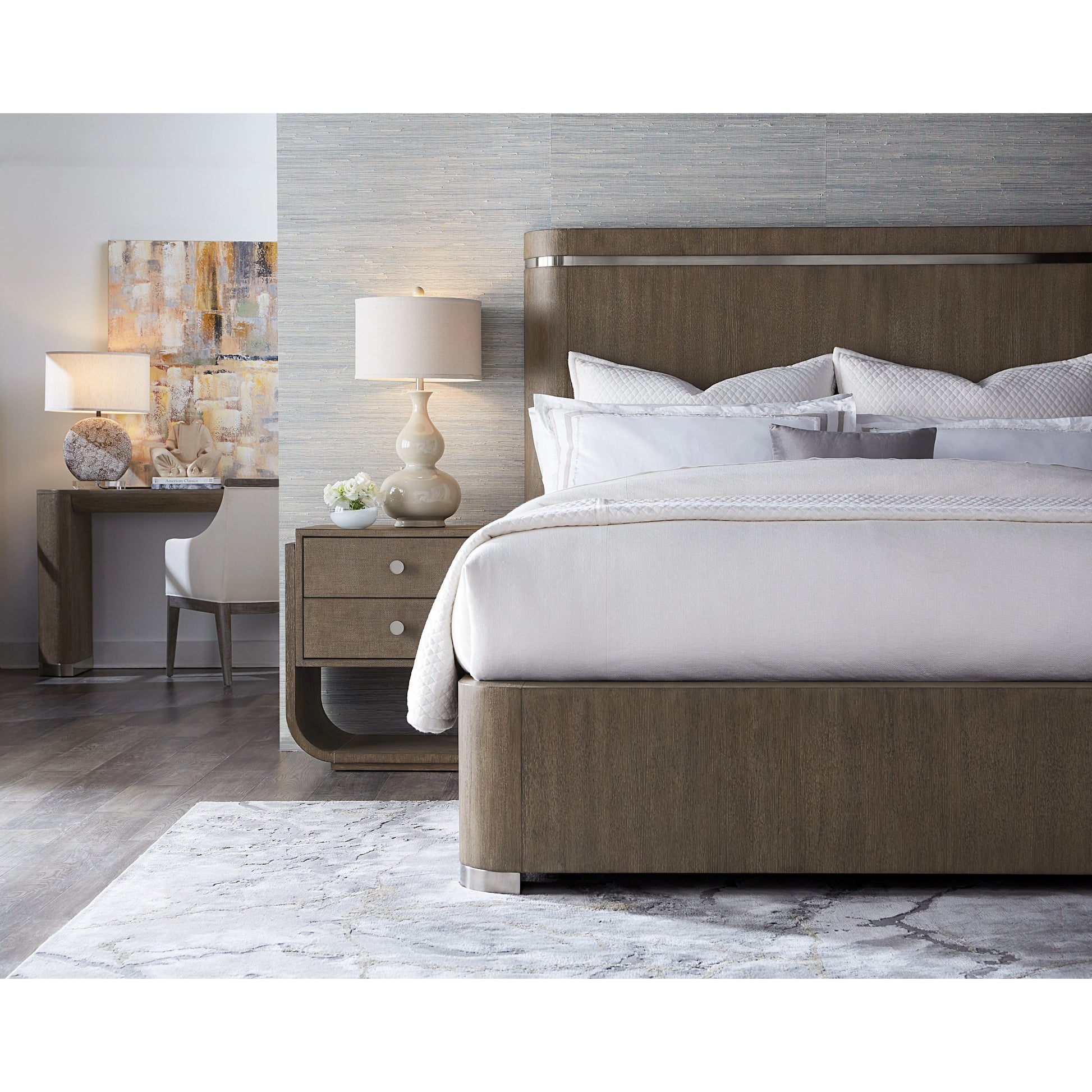 Modern Mood Panel Bed by Hooker Furniture. Made from oak veneers, metal in a modern style.