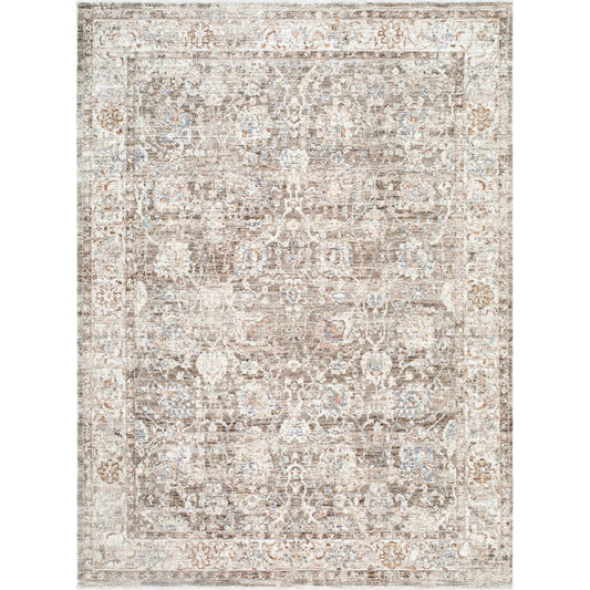Mansfield MFD-2300 Rug by Livabliss in dark brown, cream, oatmeal, taupe, brown, denim. Made from polyester in a unique style.