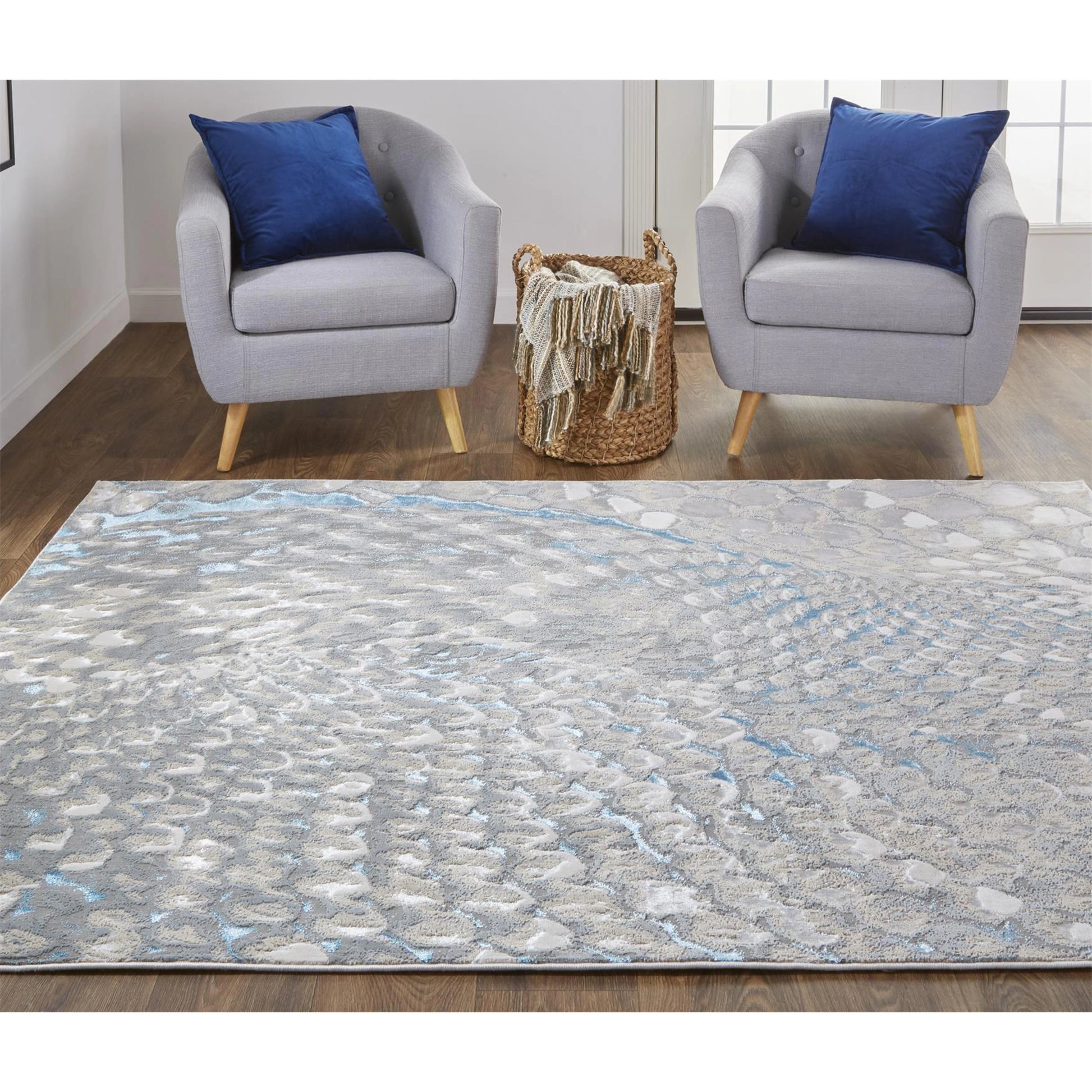 Azure Rug - 3403F by Feizy in blue, silver, gray. Made from polyester, polypropylene in a unique style.