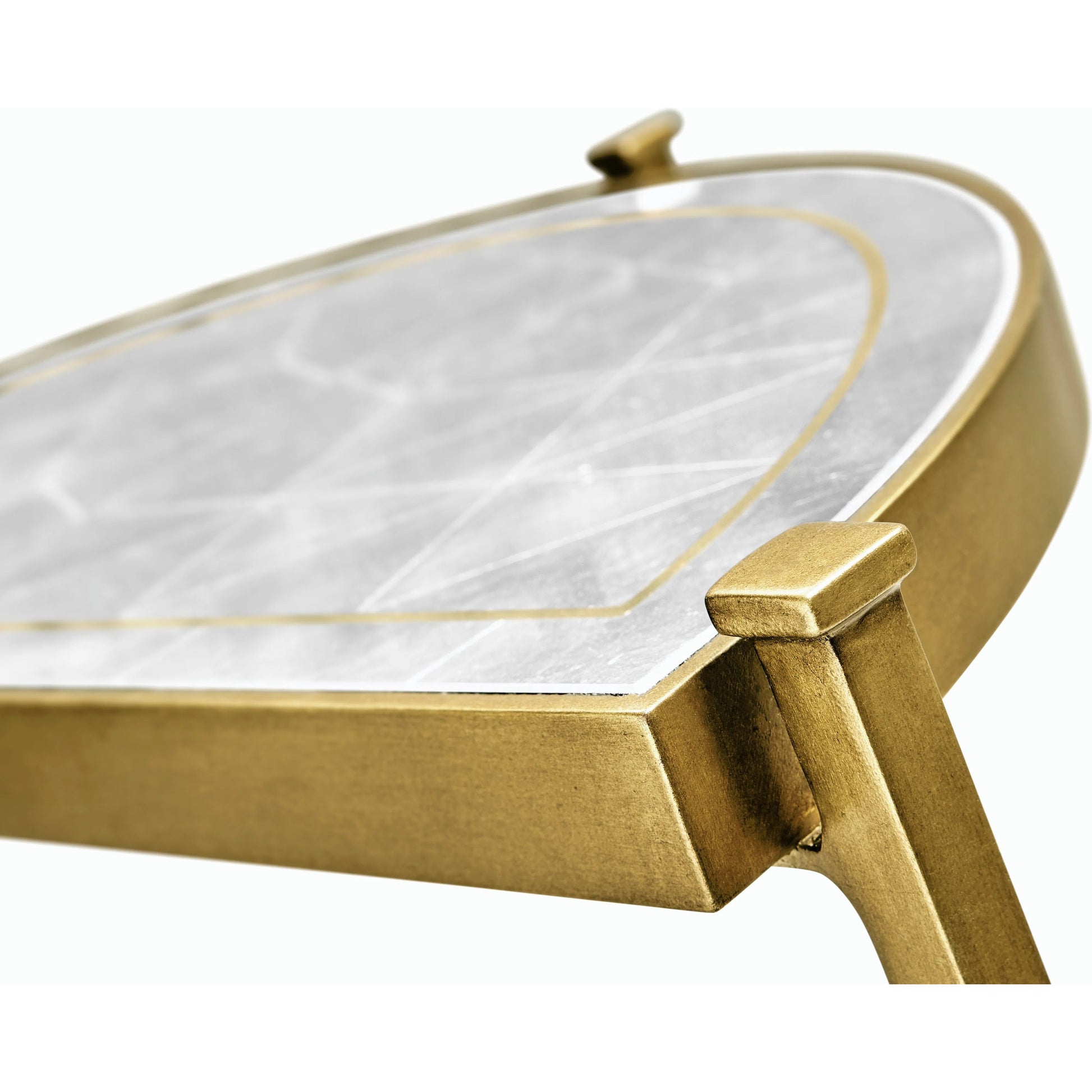 Luxe Large Half Moon Console Table by Jonathan Charles in gold and gilded iron. Made from iron in a transitional style.