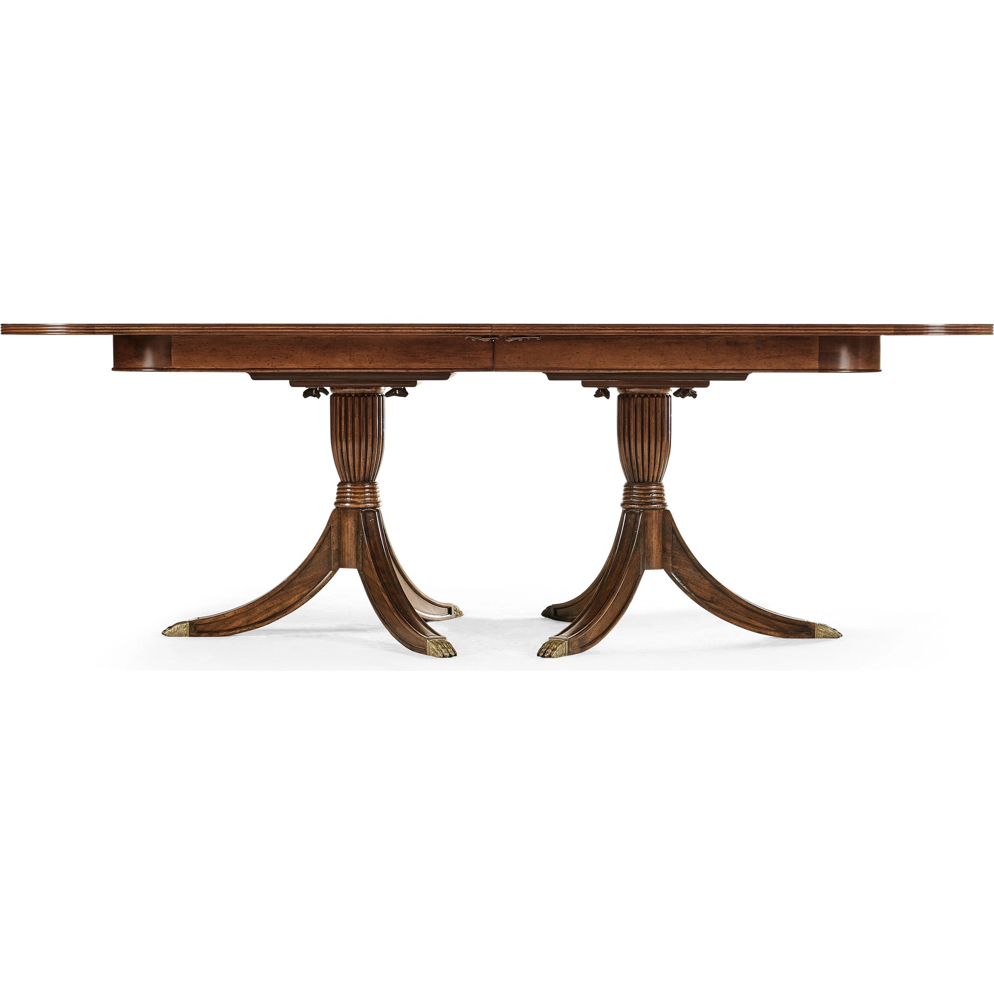 Windsor Regency Two-Leaf Mahogany Dining Table by Jonathan Charles in brown and medium antique mahogany. Made from acacia in a traditional style.