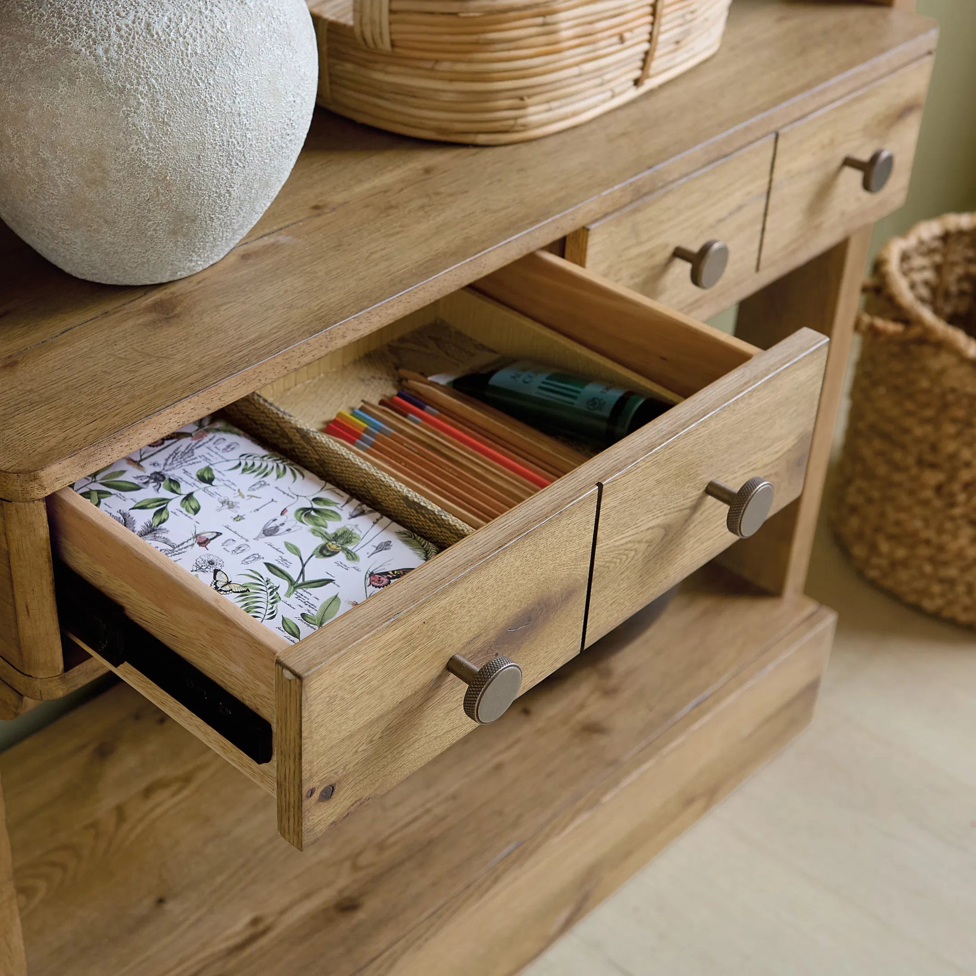 Kalamazoo Bookcase by Hooker Furniture in medium wood and aged oak. Made from white oak veneers in a transitional style.