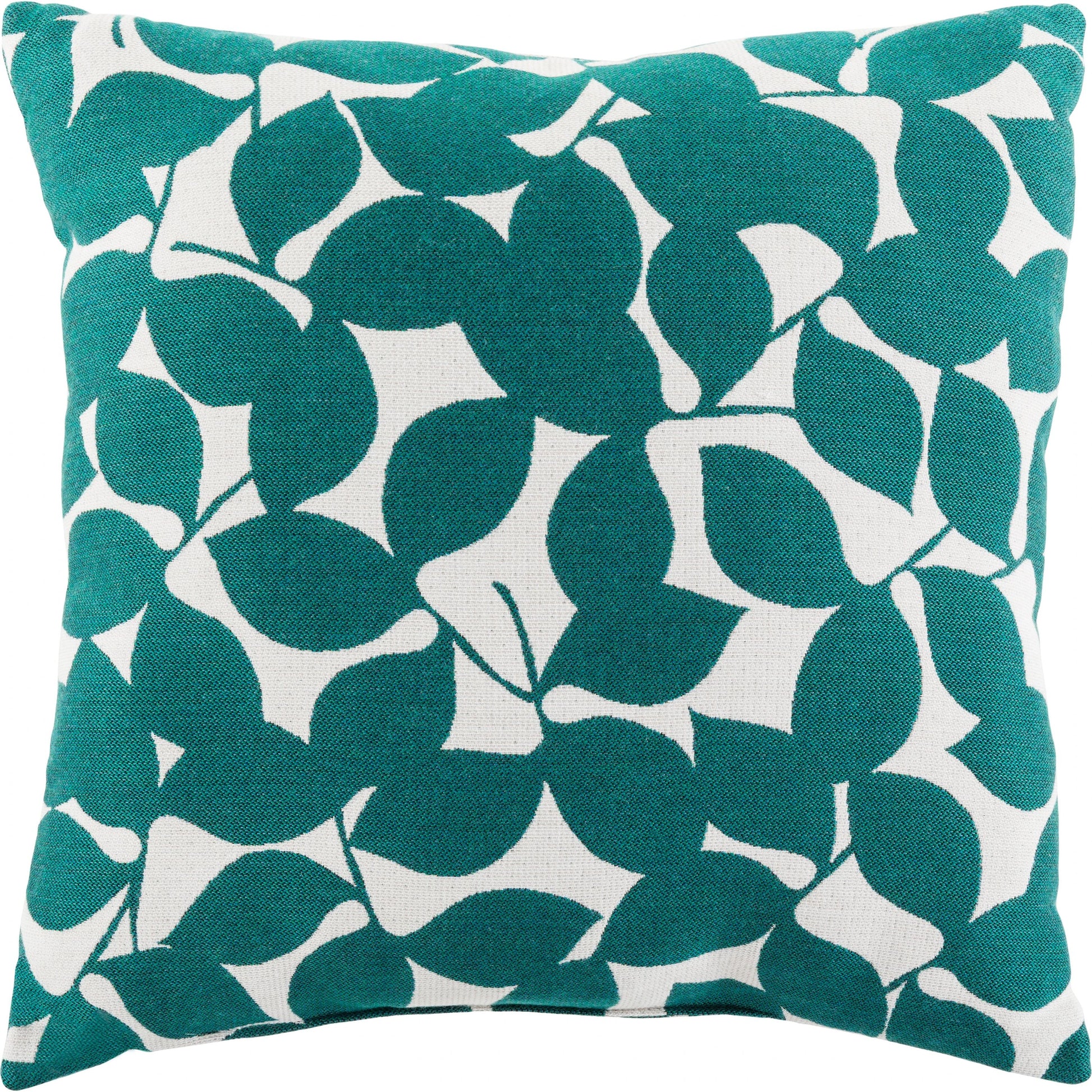 Magnolia Indoor/Outdoor Pillow by Surya in teal, ivory. Made from sunbrella,100% acrylic in a modern style.