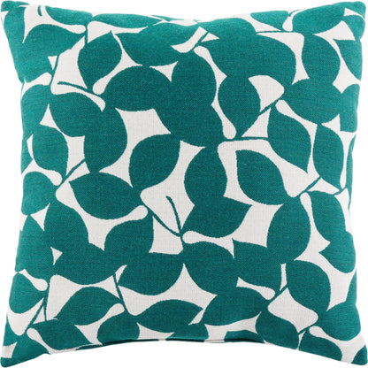 Magnolia Indoor/Outdoor Pillow by Surya in teal, ivory. Made from sunbrella,100% acrylic in a modern style.
