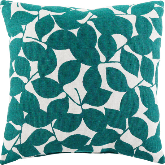 Magnolia Indoor/Outdoor Pillow by Surya in teal, ivory. Made from sunbrella,100% acrylic in a modern style.