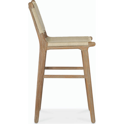 Sedona Outdoor Barstool by Sunset West in teak. Made from teak in a coastal style.