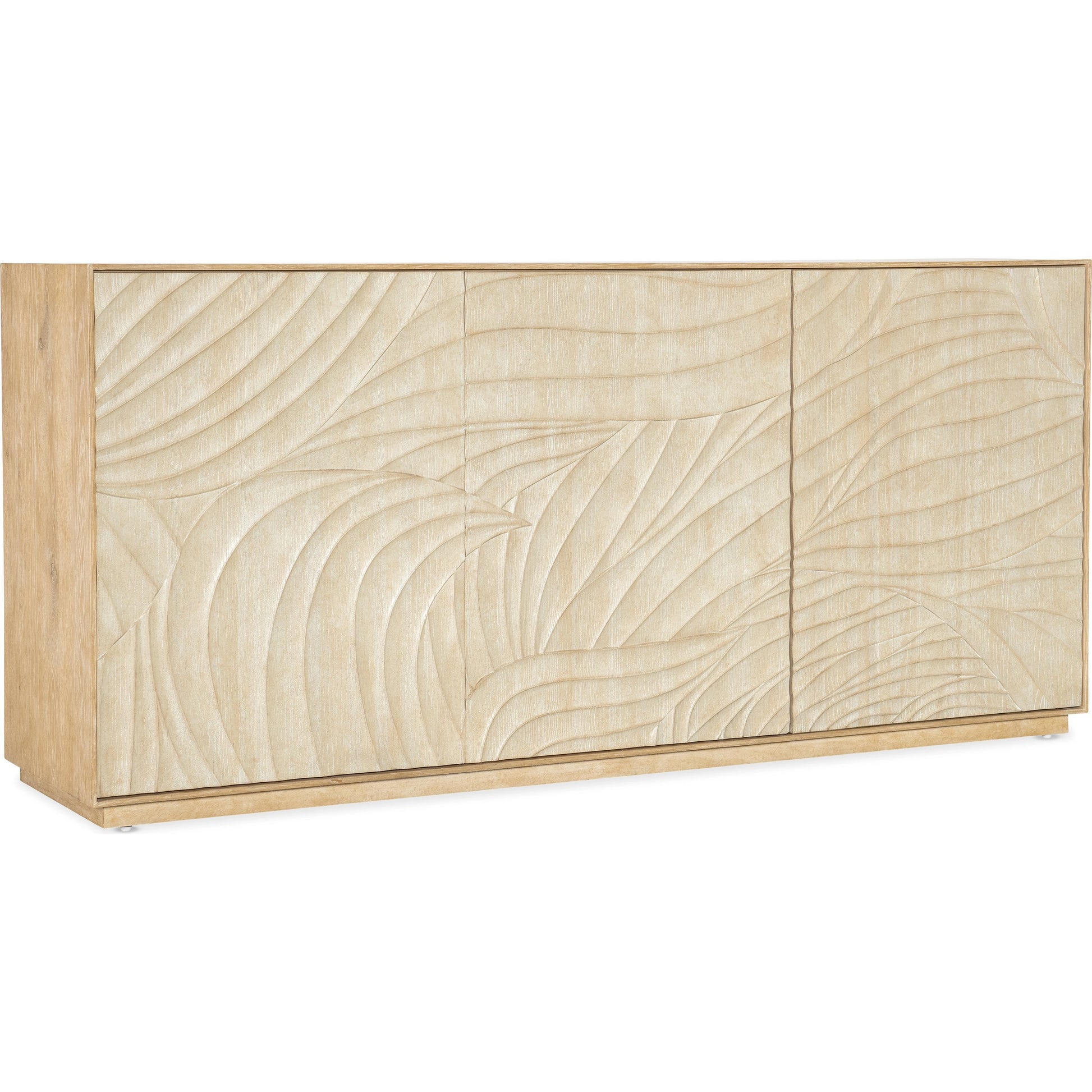 Retreat Entertainment Credenza by Hooker Furniture in dune. Made from oak veneers, resin in a cottage & farmhouse style.