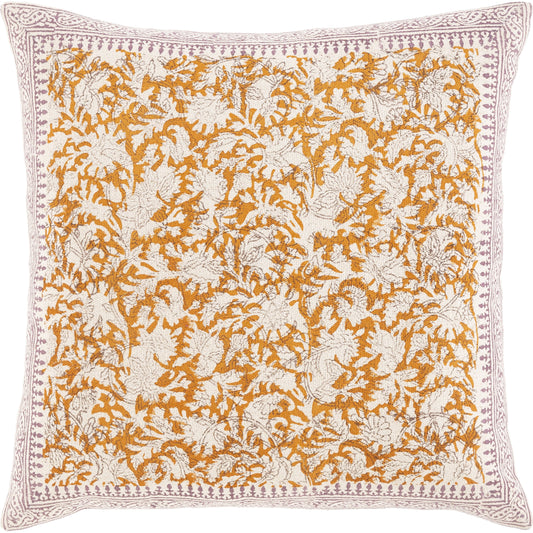 Magdalena Pillow - 27798 by Surya in bright orange, khaki, bright purple. Made from 100% cotton in a cottage & farmhouse style.