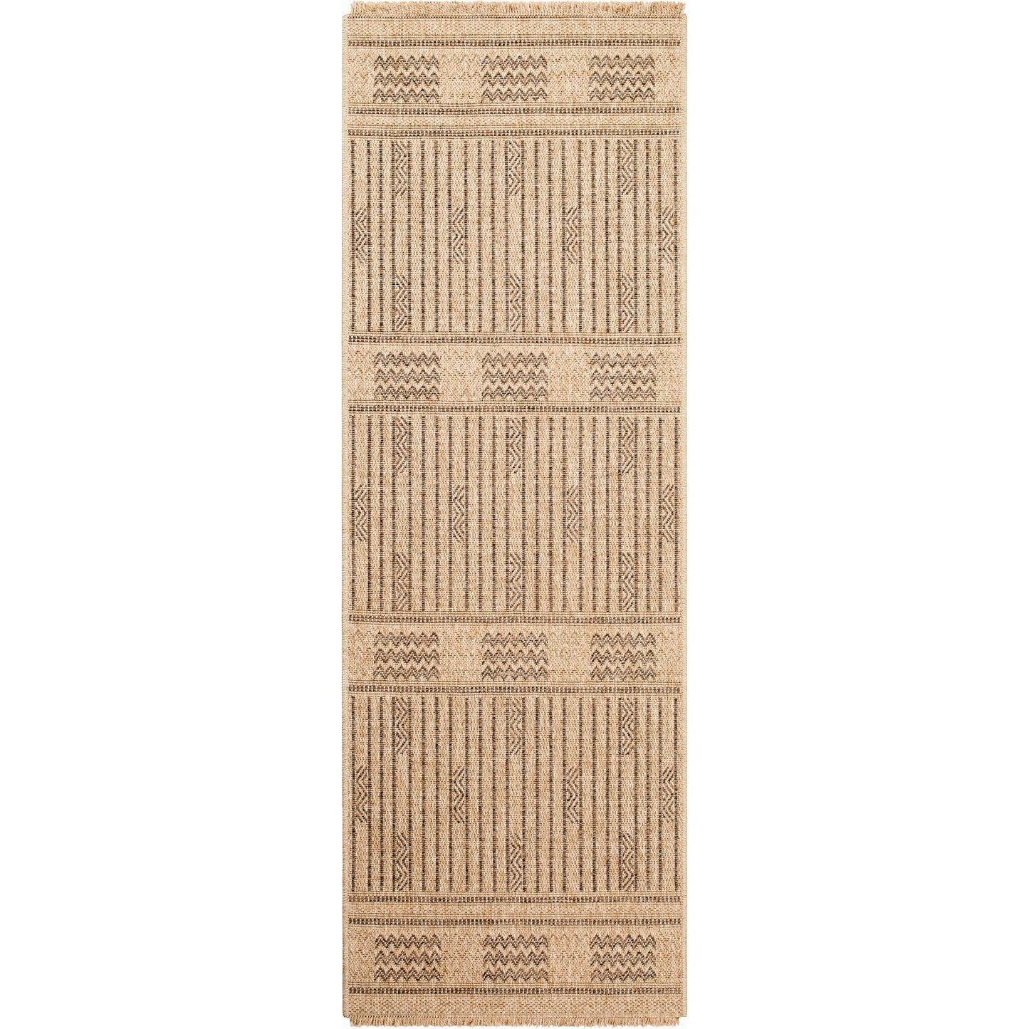 003 SI-1922248 | Primary Silo | Mirage MGE-2309 Indoor/Outdoor Rug by Livabliss in tan, dark brown. Made from 100% polypropylene in a unique style.