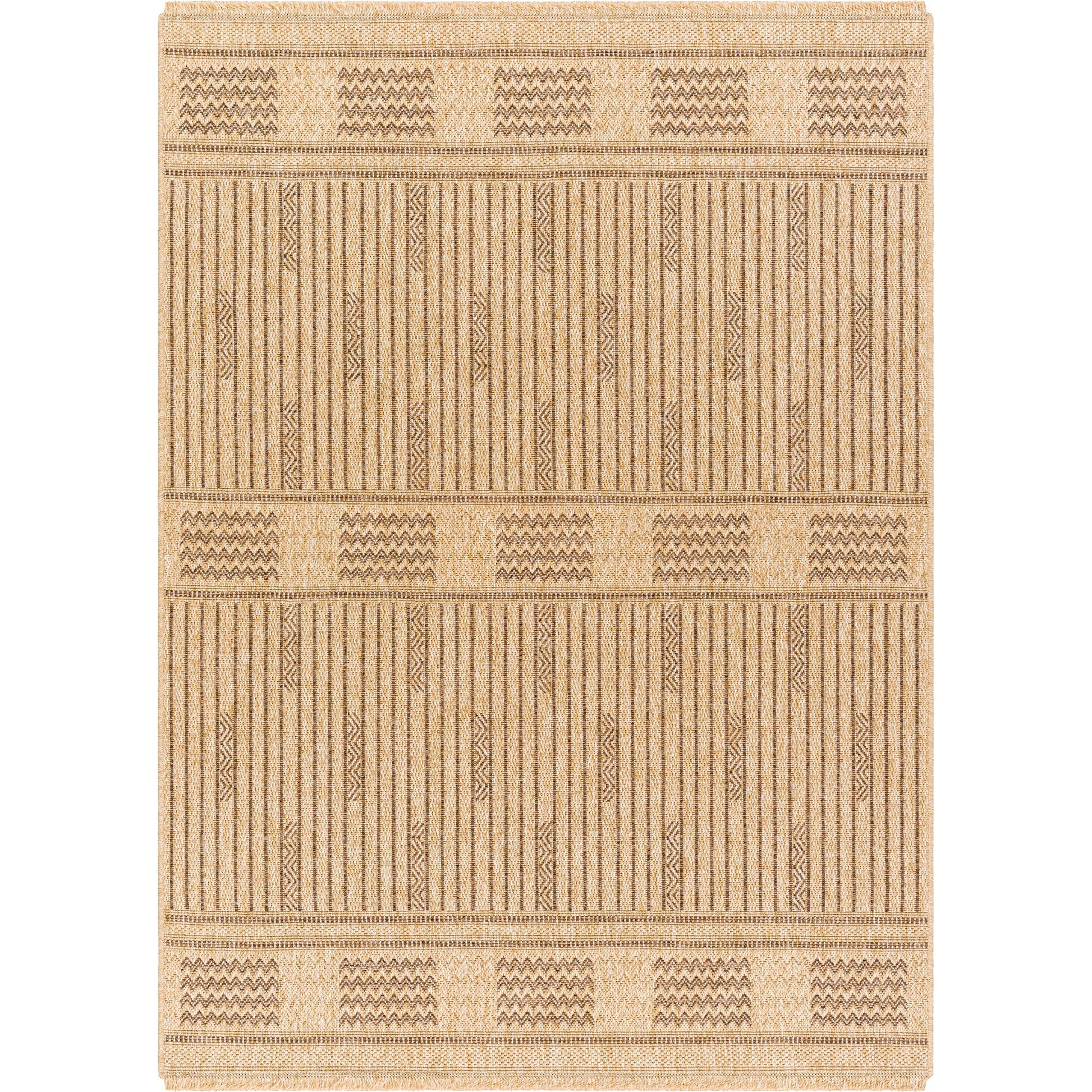 Mirage MGE-2309 Indoor/Outdoor Rug by Livabliss in tan, dark brown. Made from 100% polypropylene in a unique style.