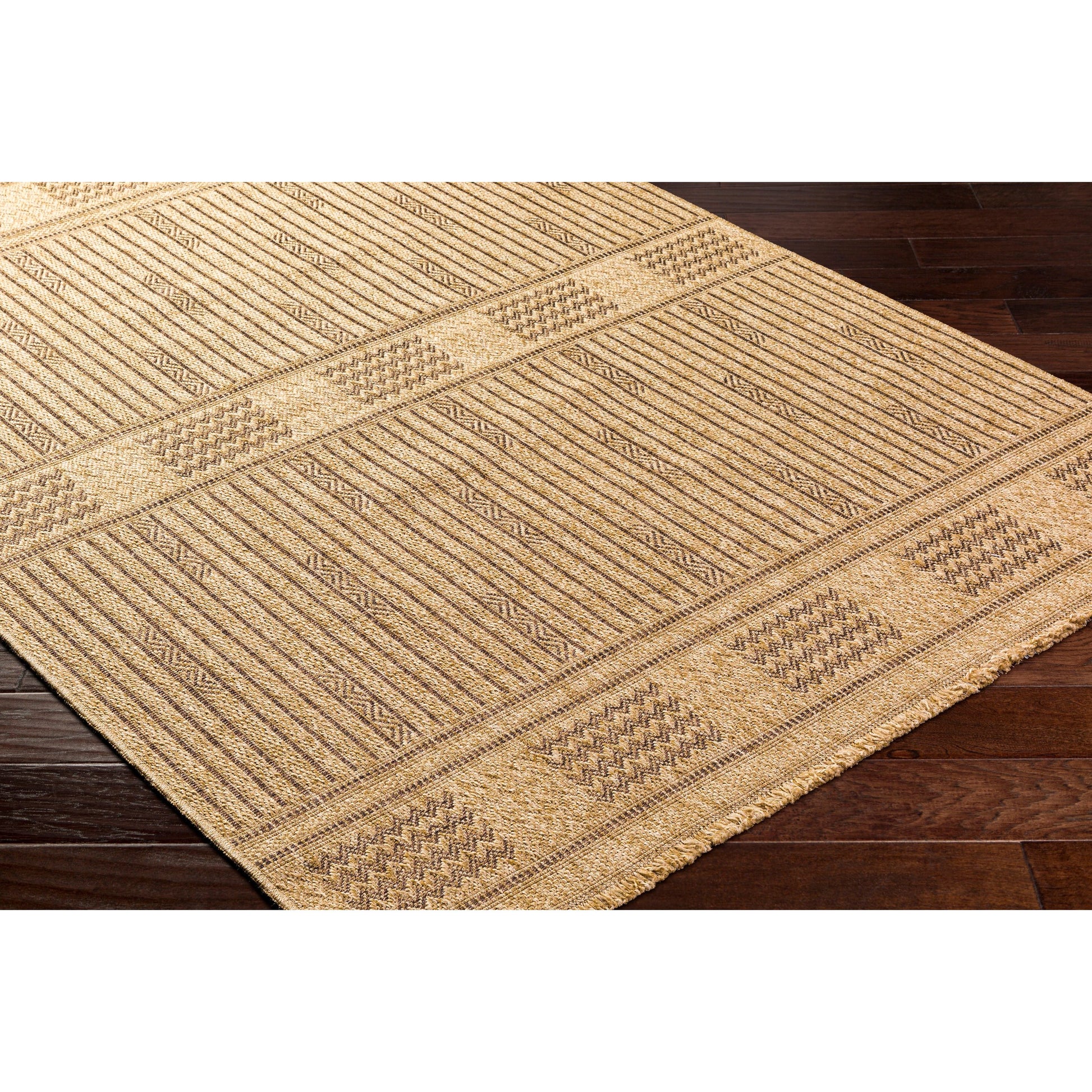 Mirage MGE-2309 Indoor/Outdoor Rug by Livabliss in tan, dark brown. Made from 100% polypropylene in a unique style.