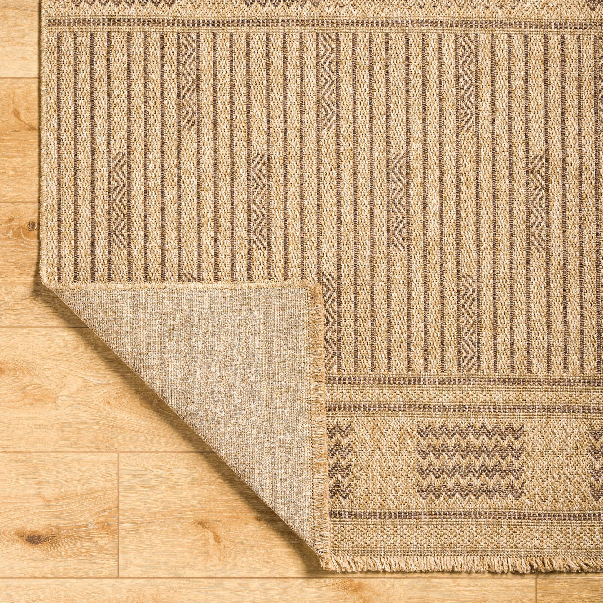 Mirage MGE-2309 Indoor/Outdoor Rug by Livabliss in tan, dark brown. Made from 100% polypropylene in a unique style.