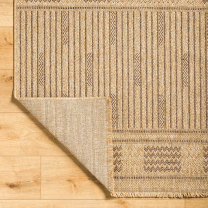 Mirage MGE-2309 Indoor/Outdoor Rug by Livabliss in tan, dark brown. Made from 100% polypropylene in a unique style.