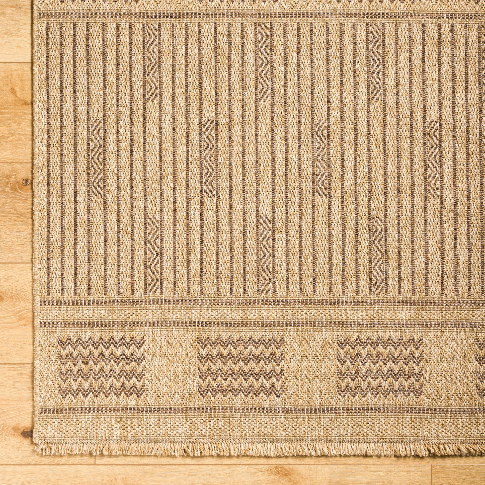 Mirage MGE-2309 Indoor/Outdoor Rug by Livabliss in tan, dark brown. Made from 100% polypropylene in a unique style.