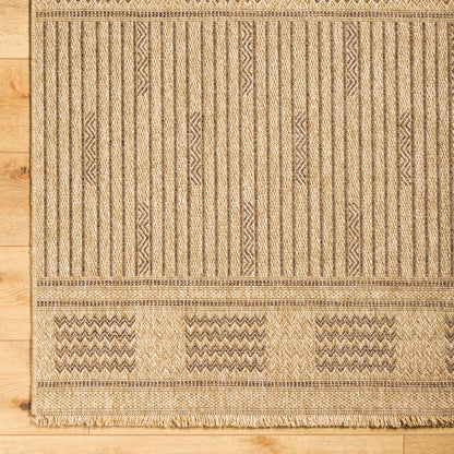 Mirage MGE-2309 Indoor/Outdoor Rug by Livabliss in tan, dark brown. Made from 100% polypropylene in a unique style.