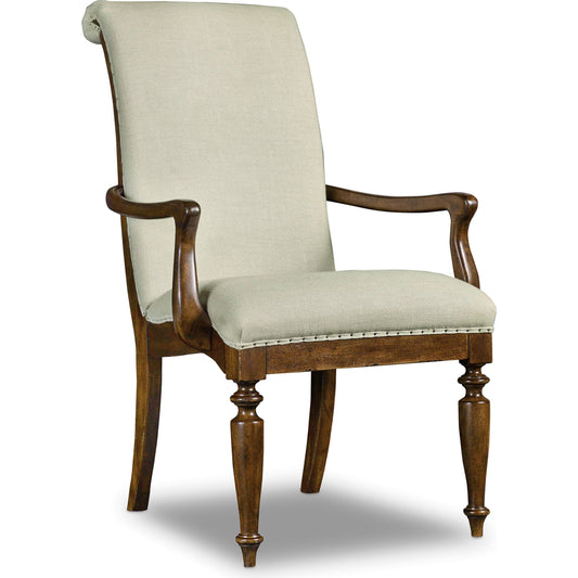 Archivist Arm Chair (Set of 2) by Hooker Furniture in beige and pecan, aubergine. Made from fabric, nailheads in a transitional style.