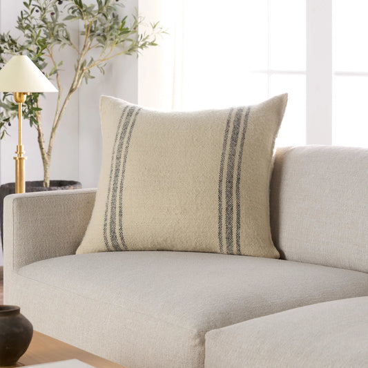 Margosa MGP01 Pillow by Jaipur Living in natural, gray. Made from 100% wool in a modern style.